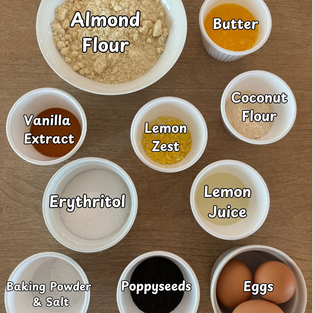 Low Carb Lemon Poppyseed Muffin Ingredients