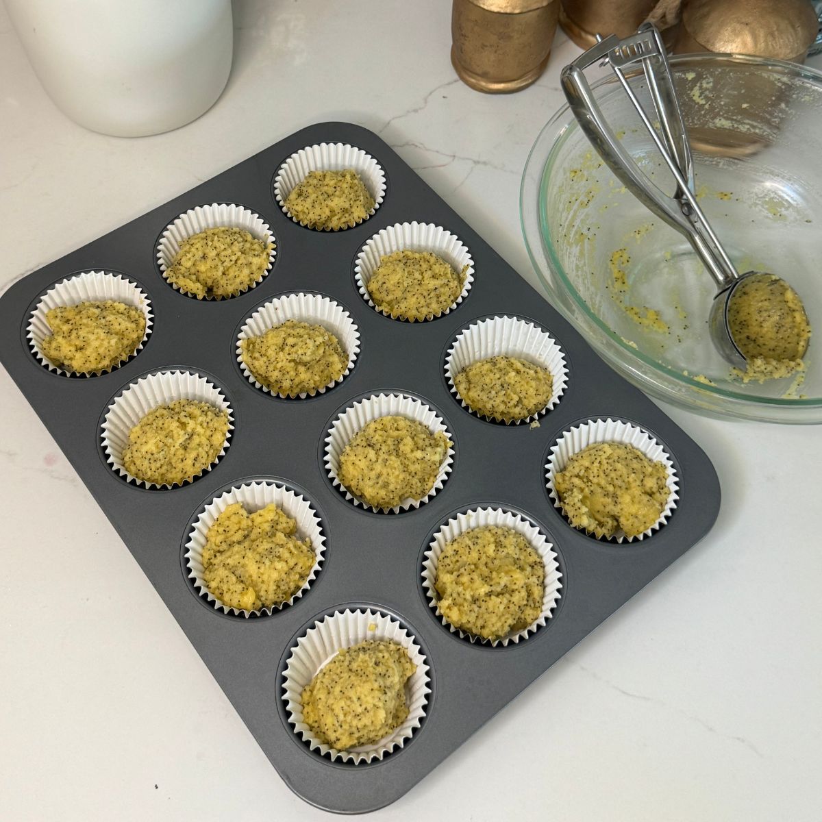 Low Carb Lemon Poppyseed Muffin Step 5 Fill Muffin Tins